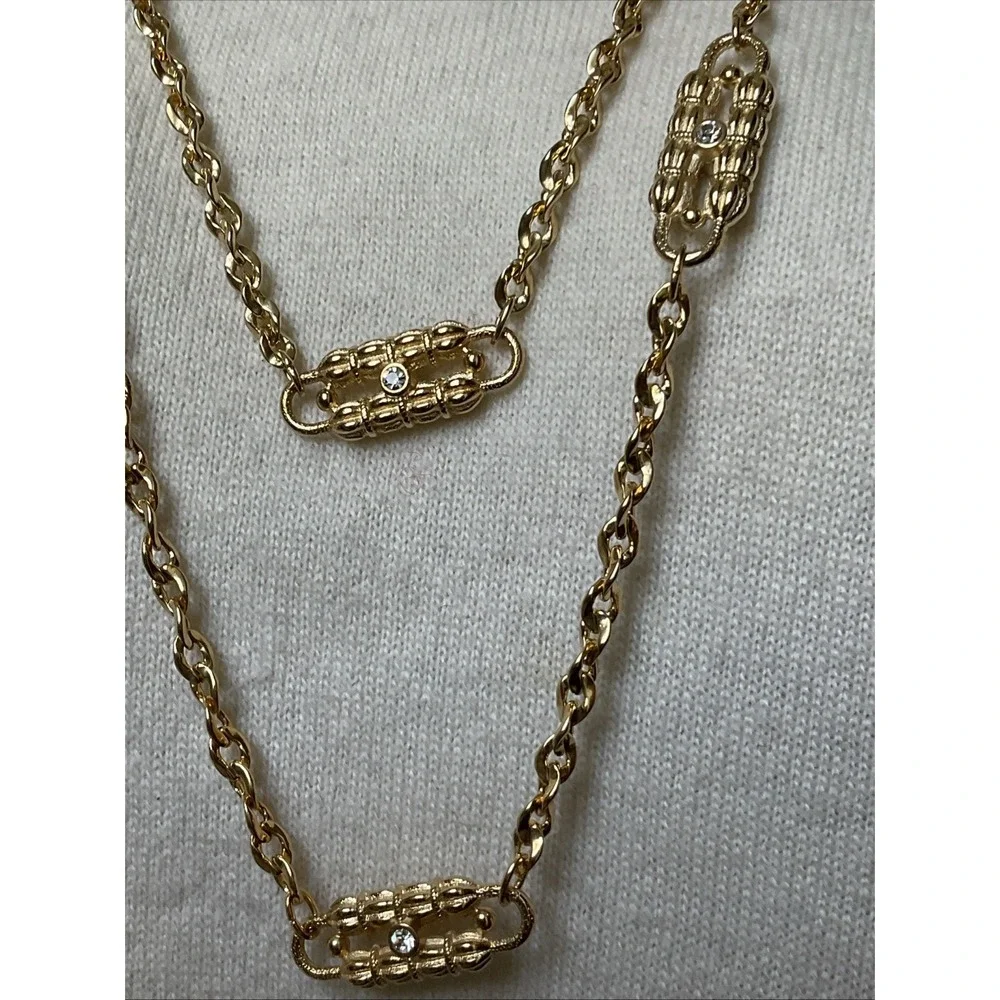 Camrose & Kross JBK Jackie Kennedy Gold Toned XL Paperclip Necklace Crystals box